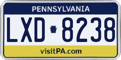 PA license plate LXD8238