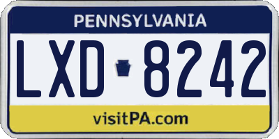 PA license plate LXD8242