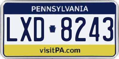PA license plate LXD8243
