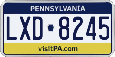 PA license plate LXD8245