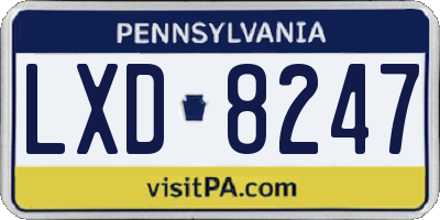 PA license plate LXD8247