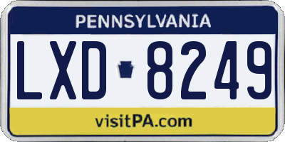 PA license plate LXD8249