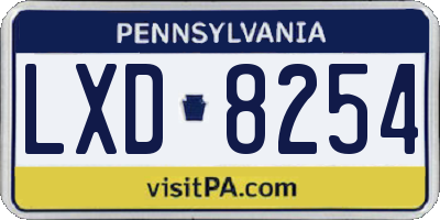 PA license plate LXD8254