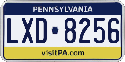 PA license plate LXD8256