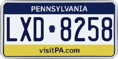 PA license plate LXD8258