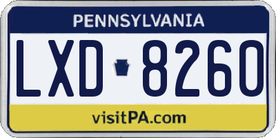 PA license plate LXD8260