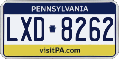 PA license plate LXD8262