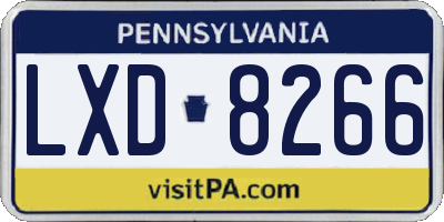 PA license plate LXD8266
