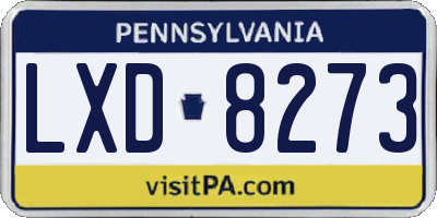 PA license plate LXD8273