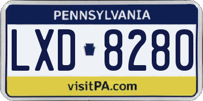 PA license plate LXD8280