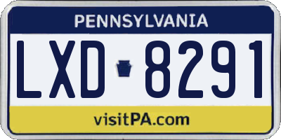 PA license plate LXD8291