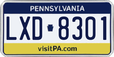 PA license plate LXD8301