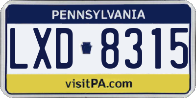 PA license plate LXD8315