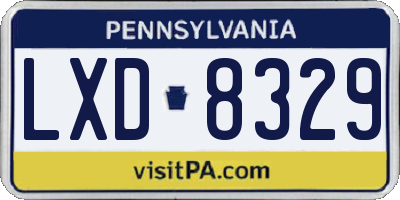 PA license plate LXD8329