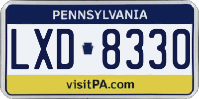 PA license plate LXD8330