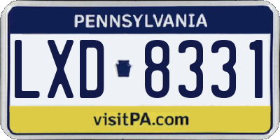PA license plate LXD8331