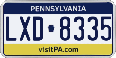 PA license plate LXD8335