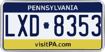PA license plate LXD8353