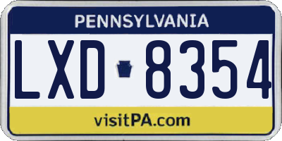 PA license plate LXD8354