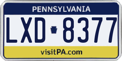 PA license plate LXD8377