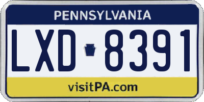 PA license plate LXD8391