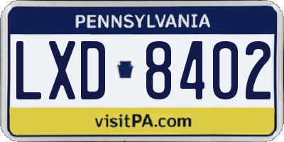 PA license plate LXD8402