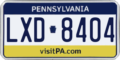 PA license plate LXD8404