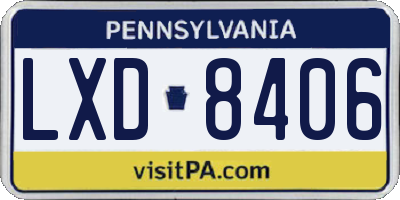 PA license plate LXD8406