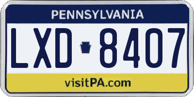 PA license plate LXD8407