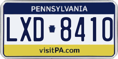 PA license plate LXD8410