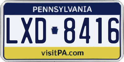 PA license plate LXD8416