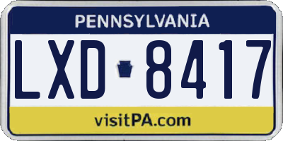 PA license plate LXD8417