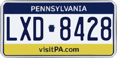 PA license plate LXD8428