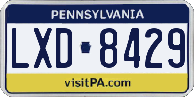 PA license plate LXD8429