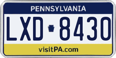 PA license plate LXD8430