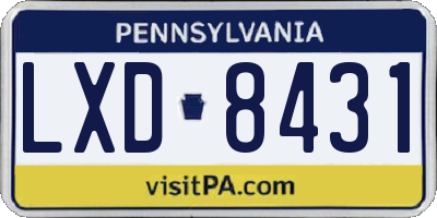 PA license plate LXD8431