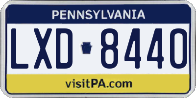 PA license plate LXD8440