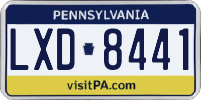 PA license plate LXD8441