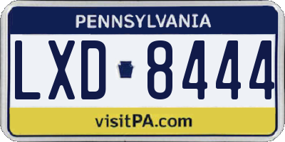 PA license plate LXD8444