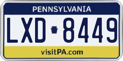 PA license plate LXD8449