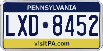 PA license plate LXD8452