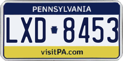PA license plate LXD8453