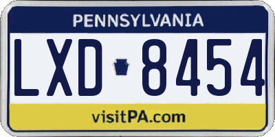 PA license plate LXD8454
