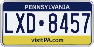 PA license plate LXD8457