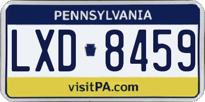 PA license plate LXD8459