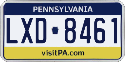 PA license plate LXD8461