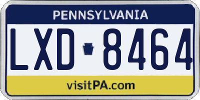 PA license plate LXD8464