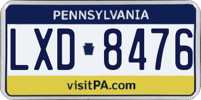 PA license plate LXD8476