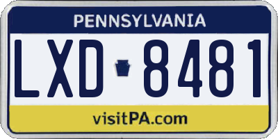 PA license plate LXD8481