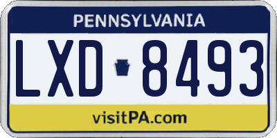 PA license plate LXD8493
